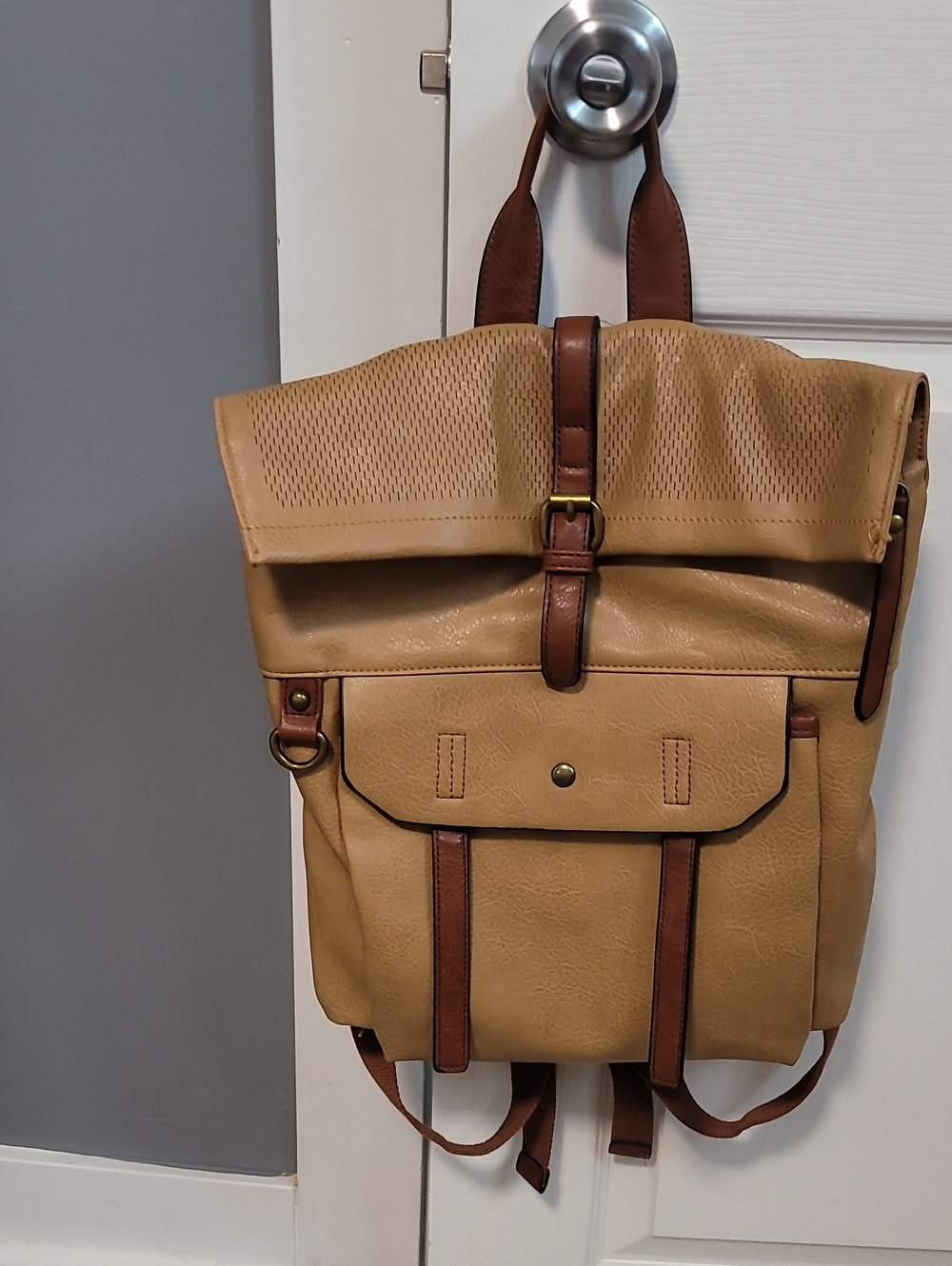 Tangerine Tan Backpack with Brown Trim
